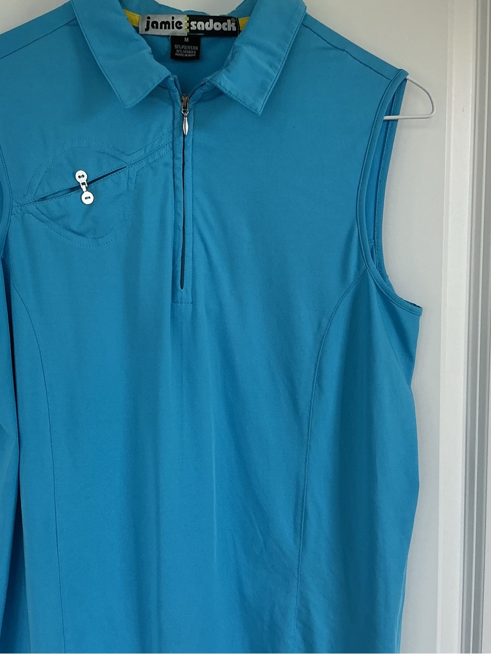 jamie sadock Sleeveless Zip Polo Tank in Turquoise